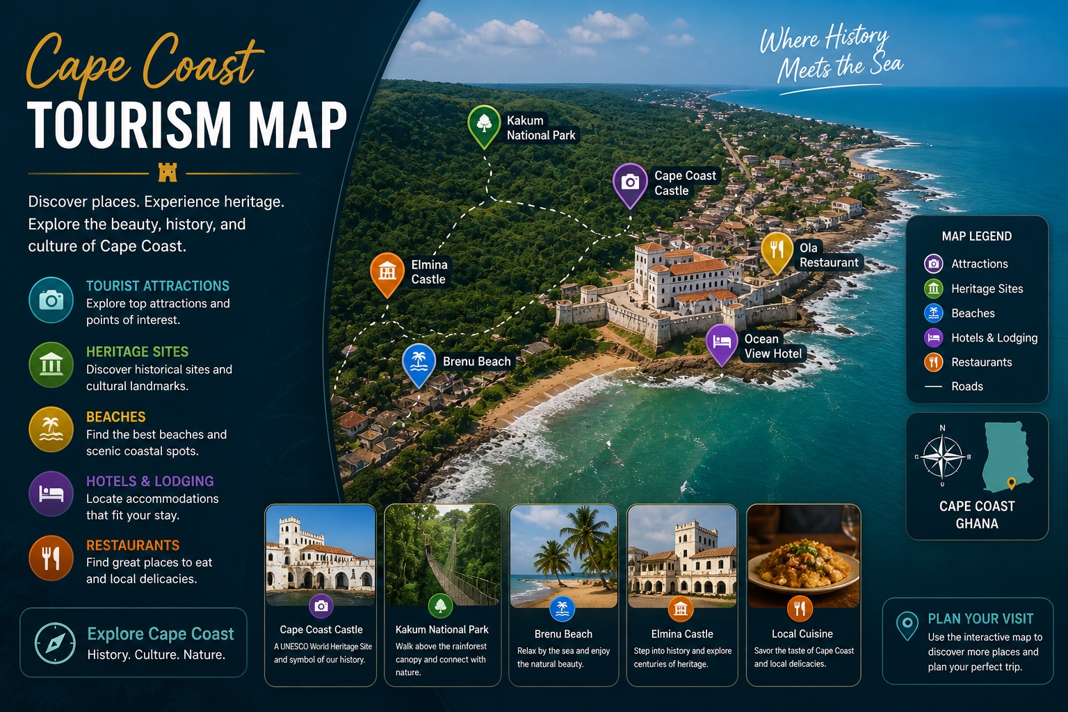 Cape Coast tourism map preview